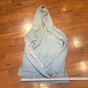Mighty Fine Light Blue California Graphic Hoodie Pullover Sweatshirt Women's Sm